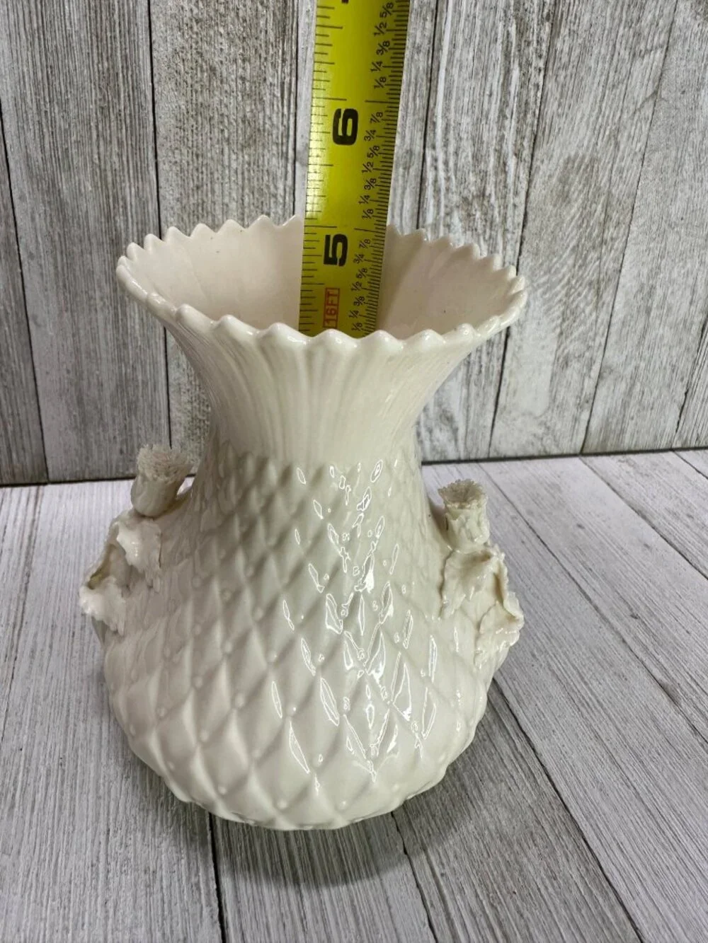 Vtg Belleek Irish Porcelain Thistle Vase 5th Green Mark MCM #0857 5
